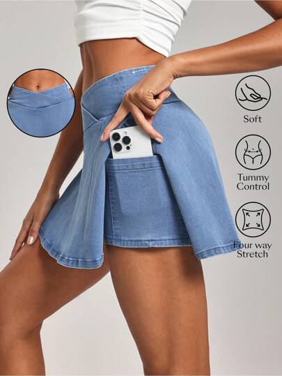 SHEIN Unity Women Denim A-Line Skirt, Fashionable For Summer