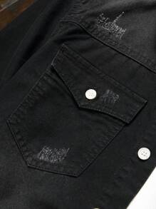 Manfinity Homme Plus Size Men's Long Sleeve Single Breasted Casual Denim Shirt