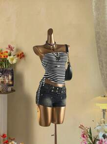 Attitoon Top con bandeau con cordón y fruncidos para mujer