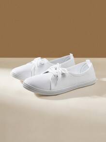 CUCCOO EASI New Style Low-Top Canvas Shoes, Students Flat Casual Women's Slip-On Cloth Shoes, Fashion White Sneakers Back To School