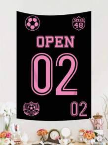 ROMWE Grunge Punk 1 tapiserie de perete suspendată cu model de numere din Jersey negru, potrivită pentru sufragerie și dormitor