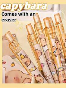 SHEIN 1pc/3pcs/6pcs/12pcs Capybara Erase Push-Button Automatic Pencil, (6pcs Box) Color Style Random, High-Quality Creative Student Stationery Pen, Cute Erase Automatic Pencil, 0.5mm Student 2B Pencil, No To Sharpen The Core, Replaceable Core Push-Button Automatic Core, Smooth Writing, Built-In Eraser, Suitable For Adult And Student Creation, Family Drawing, Christmas Card Coloring,Office Signature Supplies, Giftery For Family, Friends, Colleagues, Boys, Girls, School Supplies