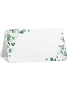 SHEIN 40pcs-Watercolor Place Cards For Wedding Greenery Seating Place Cards Tented Blank Table Cards Printable Tent Cards Folding Name Cards For Party Bridal Dinner, 3.5 X 4 Inch(Fresh),Valentine's Day Party Supplies