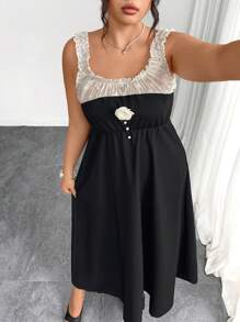 Elenzga Damen Große Größen Lässig locker sitzendes Kleid, chinesischer Urlaubsstil Kleid, geeignet für Party, Zusammenkunft, Ausflug, bequem vielseitig locker geschnitten, schlankheitsfördernd, modisch für Frühling Sommer, geeignet für St. Patrick's Day, Ostern, Valentinstag, Weihnachten, Erntedankfest