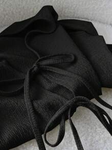 SHEIN LUNE Light Yellow Front Knot Crop Top T-Shirt For Women, Sexy Cute Casual Fashion