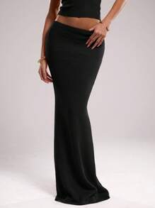 SHEIN BAE 女式纯色简约休闲毛衣裙 - 黑色 - 查看 9