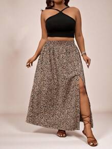 SHEIN VCAY Gonna a stampa leopardata oversize, elegante gonna bohémien estiva, abbigliamento da donna sexy e bohémien, abbigliamento occidentale per il tempo libero e le vacanze tropicali