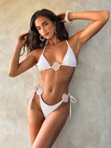 Aloruh Đồ bơi mùa hè mới cho nữ, Bộ bikini phong cách đại dương trang trí vỏ sò màu trắng trơn, Đồ bơi nữ gợi cảm và thanh lịch, Trang phục đi biển cho nữ Bộ bikini mùa hè cho nữ Bộ bikini màu trắng Đồ bơi cho nữ Bộ bikini nữ Bộ bikini dây Trang phục đi biển cho nữ Trang phục đi nghỉ cho phụ nữ Bikini nữ Bikini cho phụ nữ Bộ đồ bơi Bộ bikini Bikini cho phụ nữ Đồ tắm nữ - trắng - Xem 4