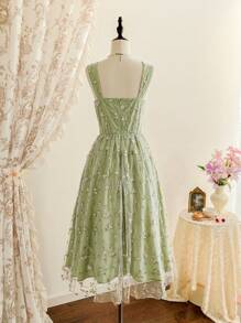 Vintamour Đầm Maxi Chữ A Cổ Vuông Thêu Hoa Thanh Lịch Cổ Điển Đầm Maxi Mùa Xuân/Hè Cho Nữ Trang Phục Mùa Hè Cho Nữ Váy Tốt Nghiệp Trang Phục Kỳ Nghỉ Váy Dự Tiệc Cưới Cho Nữ Váy Chống Nắng Cho Nữ Váy Tốt Nghiệp Cho Nữ Váy Sinh Nhật Cho Nữ Váy Cho Nữ Quần Áo Mùa Hè Thanh Lịch Cho Nữ Váy Chống Nắng Cho Nữ Trang Phục Kỳ Nghỉ Trang Phục Sinh Nhật Cho Nữ Trang Phục Hòa Nhạc Đồng Quê - màu xanh lá - Xem 2