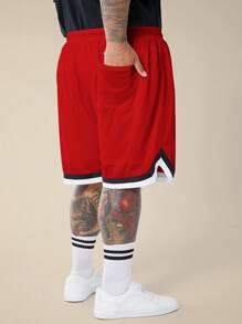 EASEVO Plus Size Men's Casual Drawstring Waist Loose Straight Leg Knit Shorts, Suitable For Summer Everyday Wear