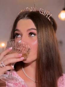 2 件套女士生日皇冠、玫瑰金生日腰带和女士生日皇冠套装、公主水钻生日头饰、女士生日礼物、甜蜜生日快乐配饰、派对装饰 - 香檳色 - 查看 4