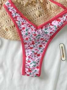 Elavelle Springbreak 女式碎花金属装饰细肩带高腰短裤性感比基尼套装夏季服装 - 彩色 - 查看 6