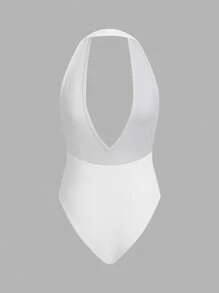 SHEIN EZwear 2pcs/Set Summer New Deep V-Neck Backless Tight-Fitting Tops, Sexy Casual Simple Style Women Clothing - Black and White - View 4