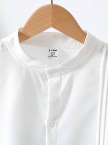 2 件套青少年男孩绅士套装，包括白色修身长袖衬衫和长裤，优雅时尚的服装，适合婚礼、婚礼嘉宾、花童、戒童 - 彩色 - 查看 7