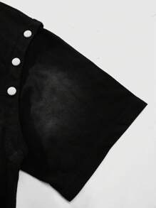 ROMWE MEN Street Life 男士标语印花结构T恤，适合春夏季日常穿着 - 黑色 - 查看 5