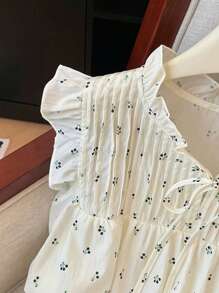 SHEIN Women's Casual Cherry Printed Short Cap Sleeve Blouse - Multicolor - View 4