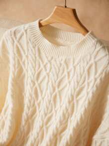 Elaquor Plus Size Casual Solid Color Drop Shoulder Loose Knit Sweater Fall/Winter - Apricot - View 3