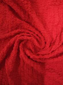 Breezaya 女式不对称露肩荷叶边下摆高开衩连衣裙，适合新年服装，长款女装 - 紅色 - 查看 5