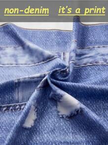 SHEIN Young Girl Elegant & Graceful Bowknot Decor White & Blue Mini Dress, Casual Vacation Dress For Outdoor & Beach Summer Holiday