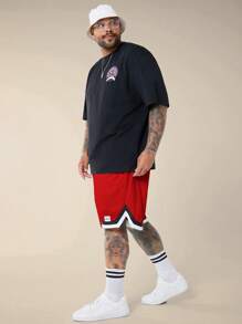 EASEVO Plus Size Men's Casual Drawstring Waist Loose Straight Leg Knit Shorts, Suitable For Summer Everyday Wear