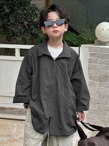 Dazy Kids 青少年男童纯色拉链休闲宽松长袖夹克