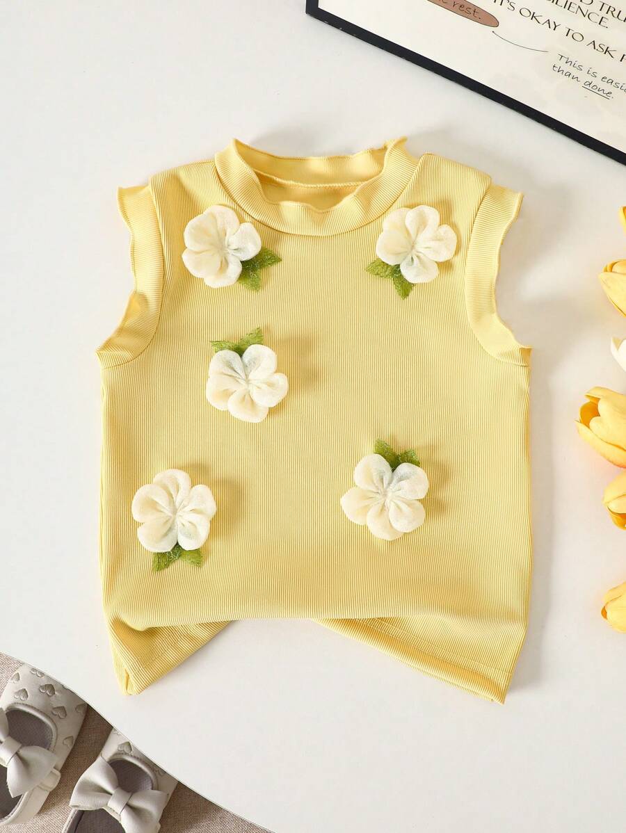 女宝宝可爱百搭立体碎花上衣，适合夏季