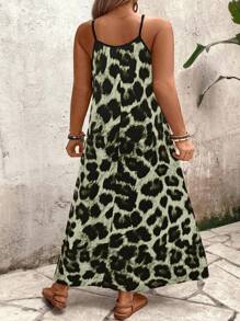 SHEIN Holidaya 大码女式豹纹A字宽松沙滩裙度假休闲装