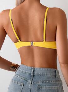 Swim Basics Women's Solid Color Ruffle Bikini Top, Summer Beach - Yellow - View 2