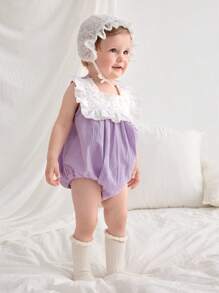 Cozy Pixies Baby Girl Polka Dot Pattern Ruffle Trim Square Neck Short Sleeve Bodysuit - Apricot - View 6