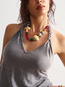 Bohemela 女式休闲纯色针织宽松背心 - 灰色 - 查看 7