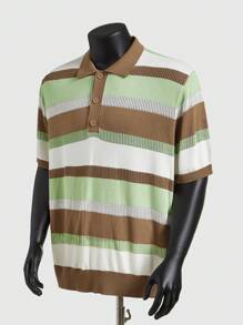 EASEVO 大码男士多色条纹针织毛衣，适合秋冬学校穿着 - 彩色 - 查看 2