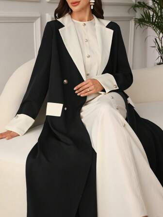 SHEIN Najma Ensemble deux-pièces femme conservateur, avec un cardigan ample à col en V long et un débardeur à col rond. Couleur unie simple et décontractée