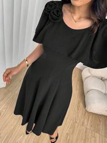 Modelyn Women's Elegant Party/Wedding Ruched A-Line Dress With Shawl Collar