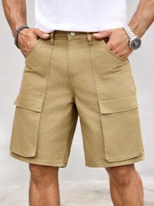 Manfinity Homme Men's Casual Loose Fit Cargo Pockets Denim Shorts - Yellow - View 3