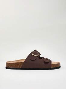 SHUZIA All-Time Bestseller Men's Replica Coffee Double-Buckle Cork Footbed Slide Sandals–Timeless, Supportive & Versatile For Christmas - Coffee Brown - View 4