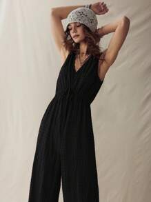 Wildy Bộ đồ liền thân Bohemian cổ chữ V màu nâu theo phong cách nghỉ dưỡng miền Tây nước Mỹ - màu đen - Xem 7