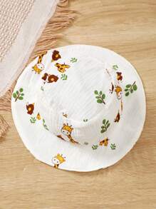 SHEIN Vintaside Kids 夏季嬰兒男童卡通長頸鹿圖案圓領短袖上衣和短褲休閒套裝