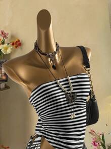 Attitoon Top con bandeau con cordón y fruncidos para mujer
