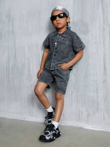 Toddler Boys Casual Fashion Loose Denim Set