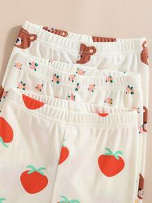 Set de 6 piezas de pijama para niñas, top de manga corta y pantalón de 3/4 para outfit en casa para niñas pequeñas, primavera y verano - Multicolor - Ver 4
