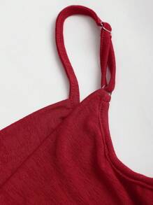 Sweetra Women's Fashionable & Sexy Backless Chain Detail Collar Camisole Top, Versatile - Red - View 4