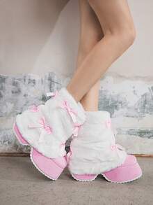 Sugerpunk Giày bốt đế dày đế cao dễ thương phong cách đường phố & trường học cho nữ, cao đến bắp chân - Hồng - Xem 11