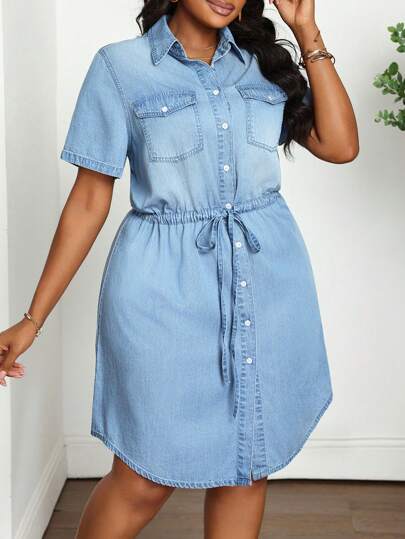 Slaydiva Plus Size Blue Denim Short Sleeve Knee-Length Bodycon Dress, Casual 4th Of July Clothes Summer Summer Outfits For Women Vacation Outfits Women Cowgirl Outfits For Women Western Wear Women Business Casual Woman Festival Airport Outfit For Women Graduation Outfit Ibiza Outfit Beach Outfits Hawaii Outfits Women Concert Outfits For Women Cruise Outfits Women Boho Graduation Outfit Summer Dress Graduation Dresses For Women Vacation Dress Casual Dresses For Woman Western Dresses For Women Graduation Dress Plus Size 2000s