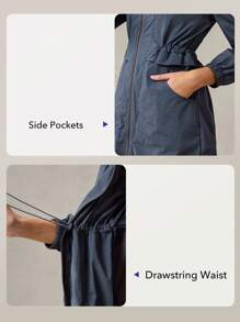 OutZeal Veste de protection solaire légère et rafraîchissante avec capuche, protection UPF50+ pour femmes, avec cordon de serrage à la taille