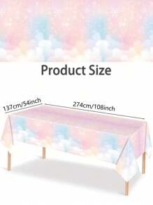 1/3pc137 * 274CM/54 * 108IN 派对装饰一次性桌布，梦幻粉色渐变彩虹雪花云朵图案桌布，适用于情人节、生日、婚礼、复活节、母亲节、冬季、圣诞节等各种主题派对装饰 - 彩色 - 查看 10