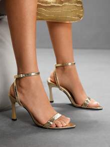 CUCCOO SZL Women's Fashion Gold High Heel Sandals, Minimalist & Practical Multi-Function - Gold - View 2