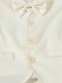 3 件套男婴正式绅士装，蝴蝶结短袖衬衫 + 单排扣背心 + 休闲短裤套装，适合婚礼、表演、派对、生日、圣诞节和毕业典礼，儿童/幼儿/男婴婚礼装 - 彩色 - 查看 5