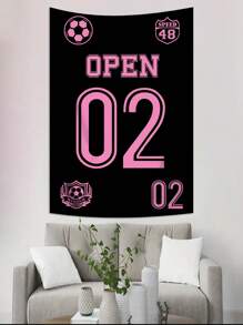 ROMWE Grunge Punk 1 tapiserie de perete suspendată cu model de numere din Jersey negru, potrivită pentru sufragerie și dormitor