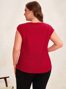 Reflora Einfaches Lässig-Top in Große Größen mit einfarbiger 3D-Blumenverzierung, Alltagskleidung für Valentinstag