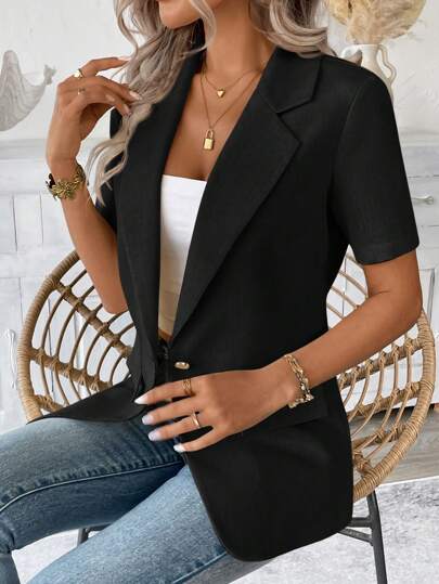 SHEIN LUNE INS Style Blazer For Women, Spring & Summer, Workwear & Casual In Fall/Winter,Casual